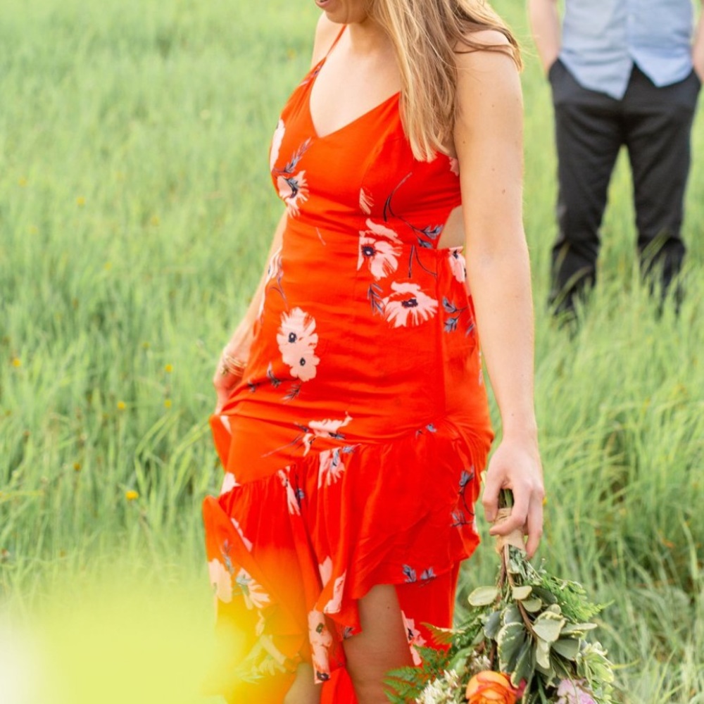 Urban Outfitters firecracker floral midi ruffle Dress